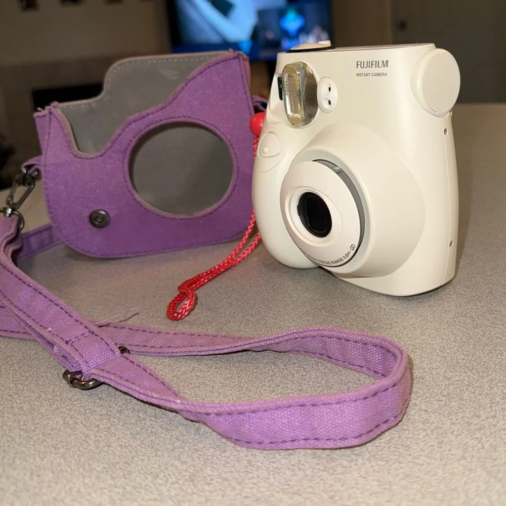 Fujifilm White and Purple Digital Camera Compact Design